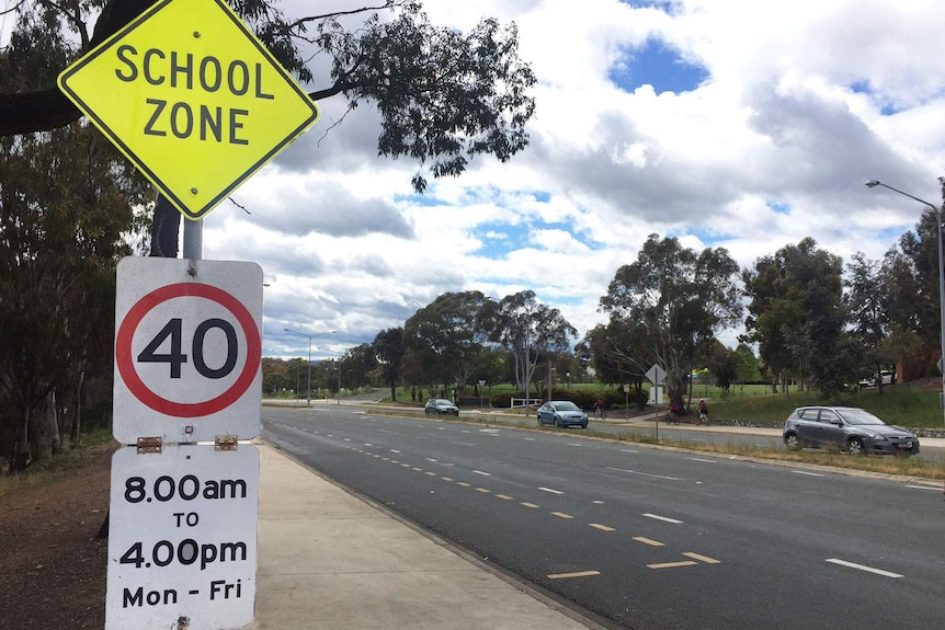 School zone outside Radford College in Canberra