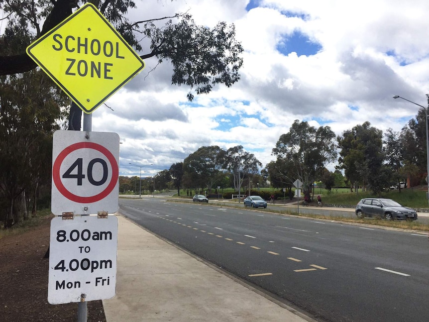 School zone outside Radford College in Canberra