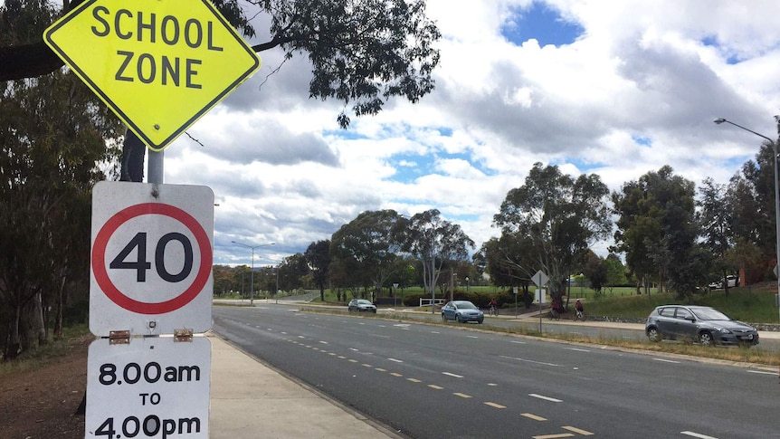 School zone outside Radford College in Canberra
