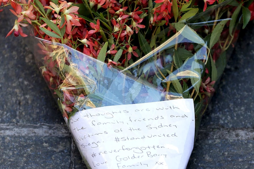 Flowers left near cafe