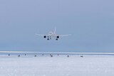 Australian Antarctic Division longe-range Airbus lands at Wilkins Aerodrome.