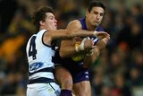 Rising above: Matthew Pavlich booted six goals in a memorable win for the Dockers.