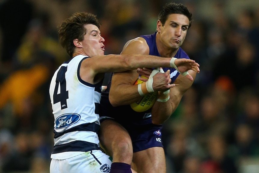 Rising above: Matthew Pavlich booted six goals in a memorable win for the Dockers.