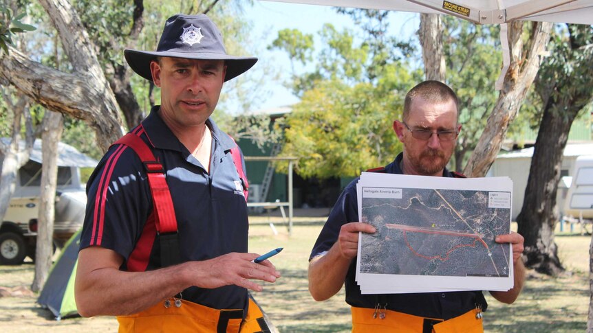 Victorian Country Fire Authority operations officer Bryan Suckling pointing to a map