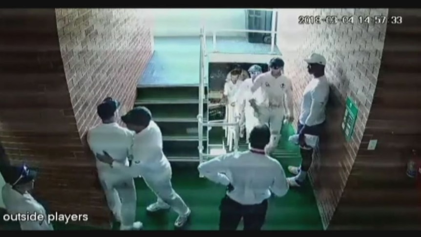 Footage of Australia's vice-captain having a heated exchange with South Africa's Quinton de Kock