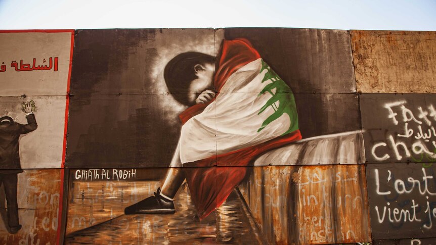 An artwork depicts the heartbreak of Lebanon's political failure.