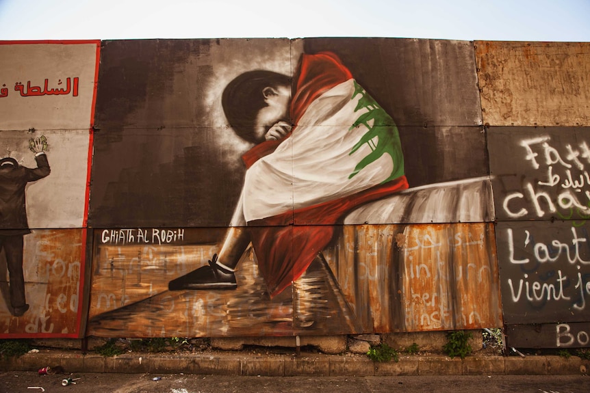 An artwork depicts the heartbreak of Lebanon's political failure.