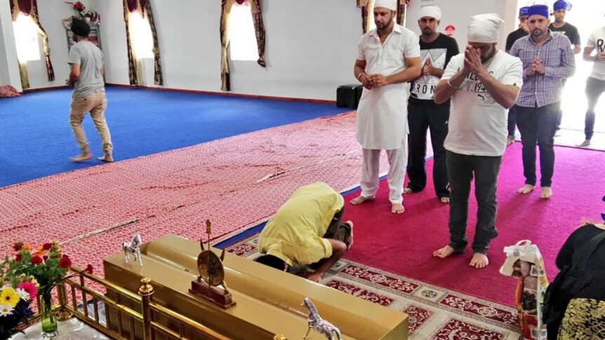 Worshippers at Brisbane Sikh Temple