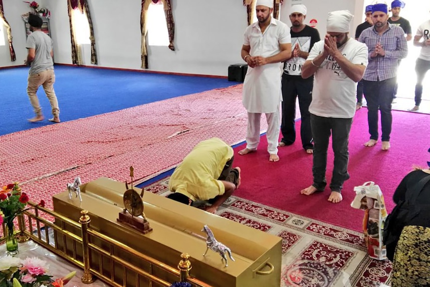 Worshippers at Brisbane Sikh Temple