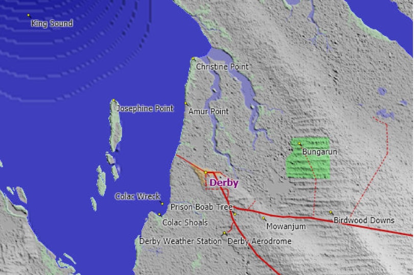 A map showing the proposed site of the plant, 30km east of Derby town