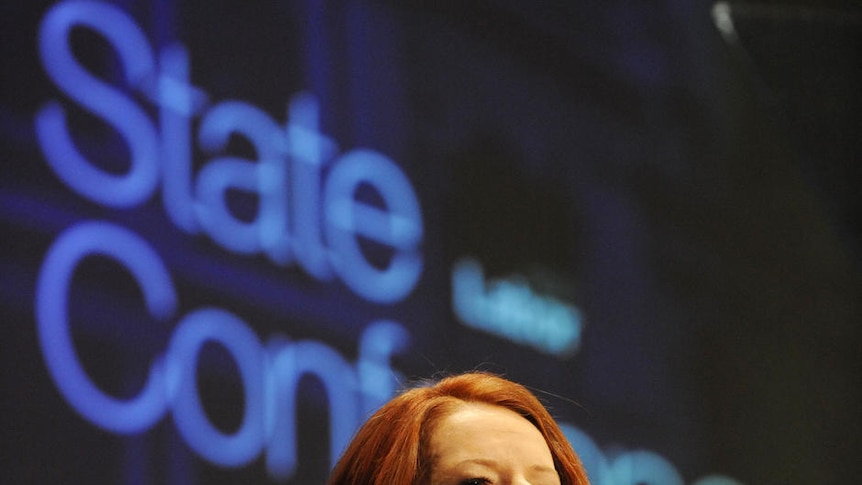 Prime Minister Julia Gillard addresses delegates at the NSW State Labor Conference