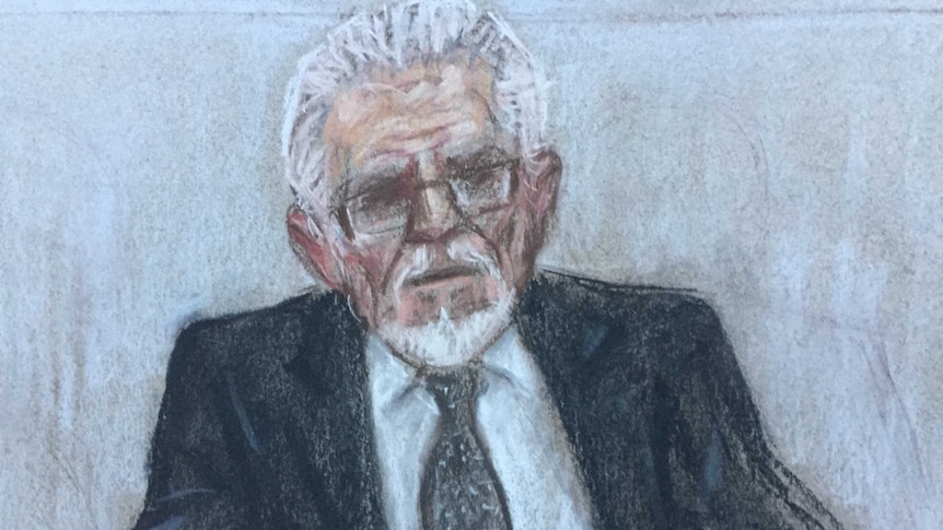 Court drawing of Rolf Harris