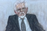 Court drawing of Rolf Harris