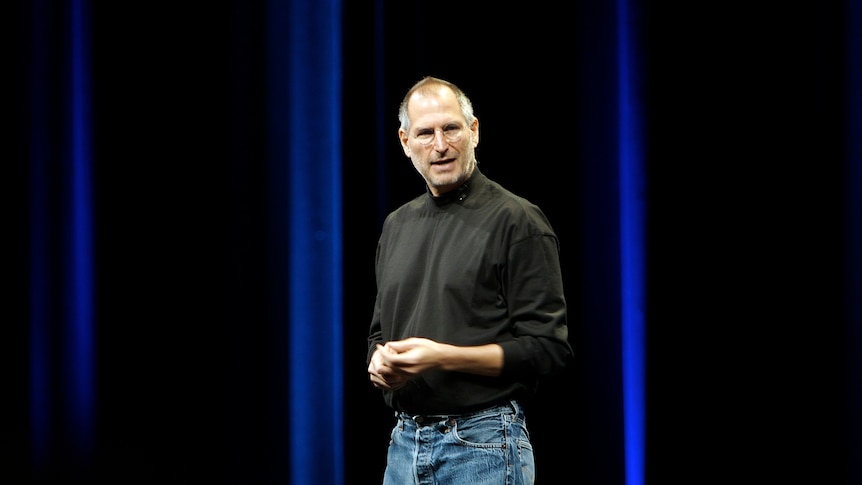 Apple co-founder Steve Jobs on stage