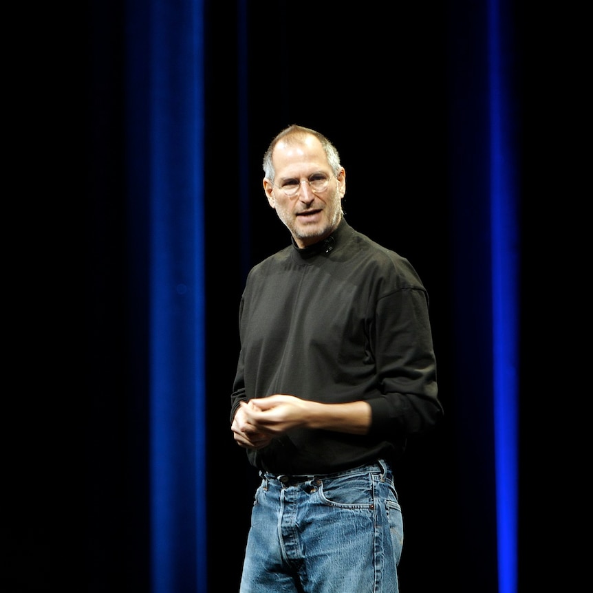 Apple co-founder Steve Jobs on stage