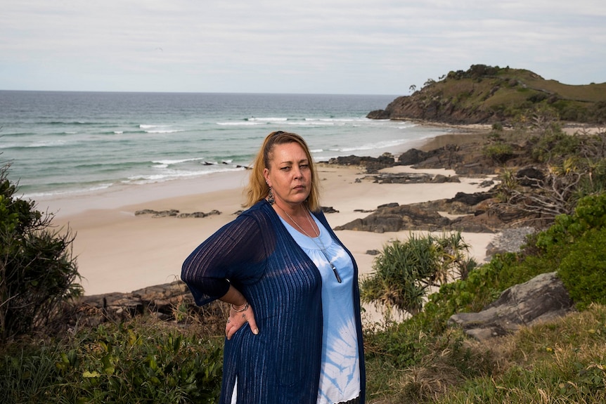 Kat Fermanis stands at Cabarita Beach in northern NSW.