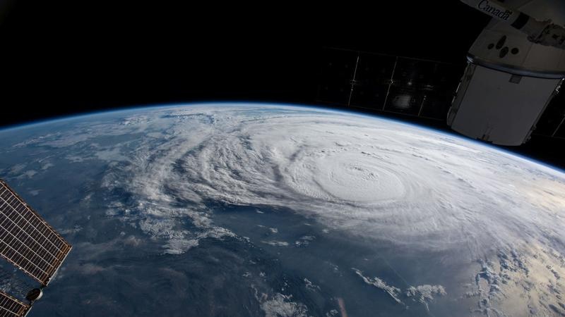 Hurricane Harvey is pictured off the coast of Texas, US from aboard the International Space Station