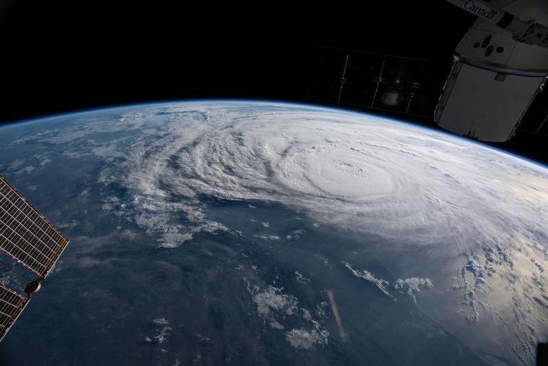 Hurricane Harvey is pictured off the coast of Texas, US from aboard the International Space Station