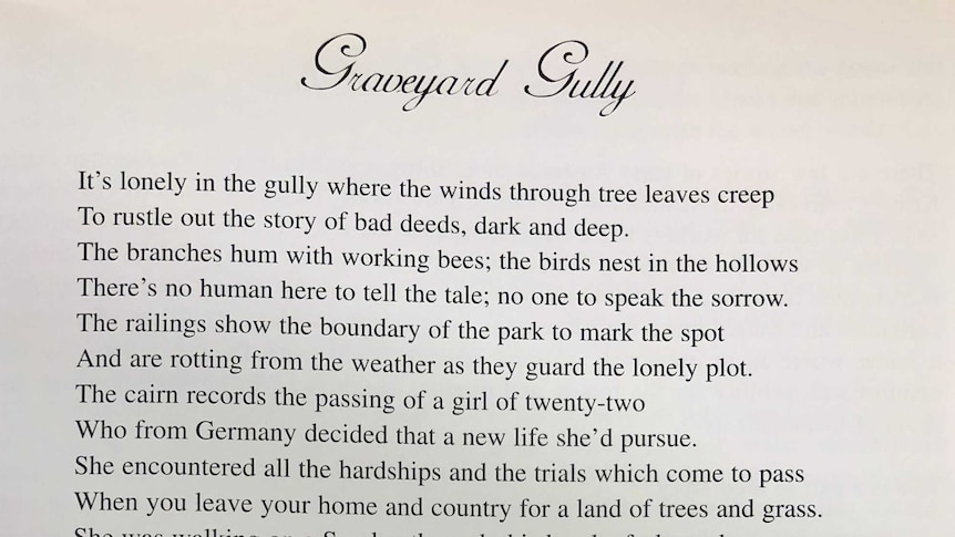 A poem taken from  "A life cut short: the story of Anna Katherina Krieger and the early days of the Krieger family in Gayndah.