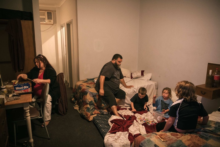 This Adelaide family squeezed into one motel room