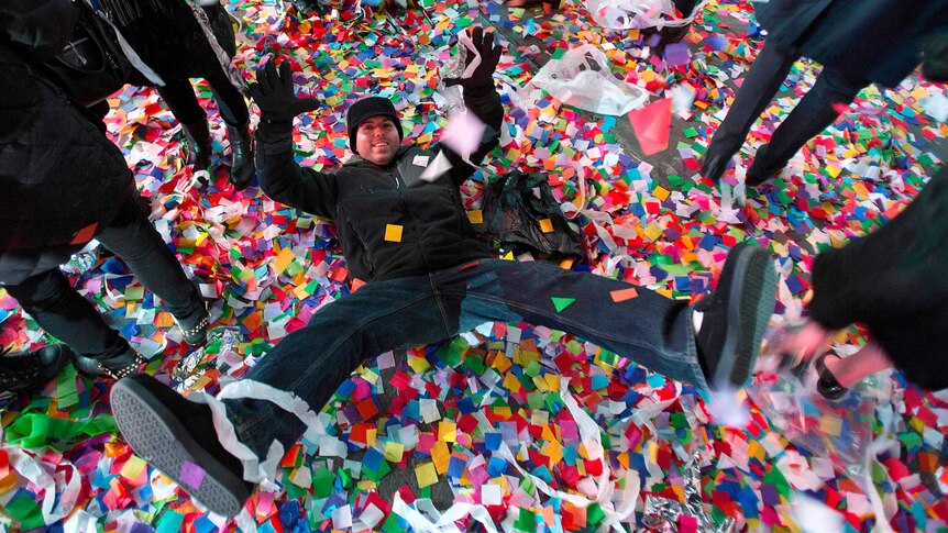 Confetti angels made in Times Square