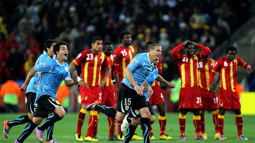 Ghana were left crestfallen as Uruguay escaped to the semi-final with 'keeper Fernando Muslera saving twice.