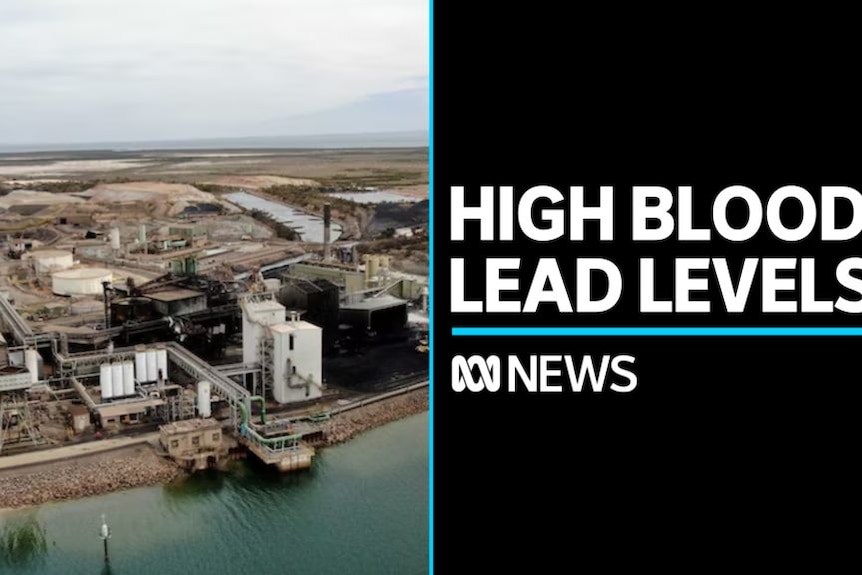 High Blood Lead Levels: Aerial shot of an industrial site next to a body of water.