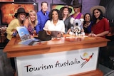 Oprah Winfrey and audience members pose for a photo ahead of Australia trip