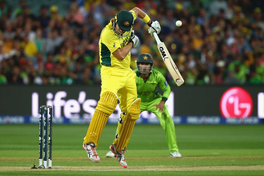 Shane Watson of Australia plays a short pitched ball