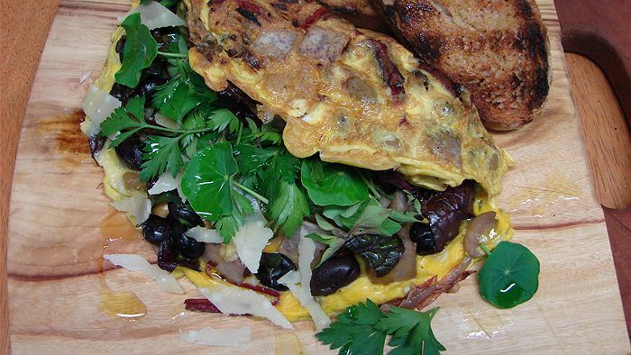 Ruby chard, taro and olive omelette - ABC News