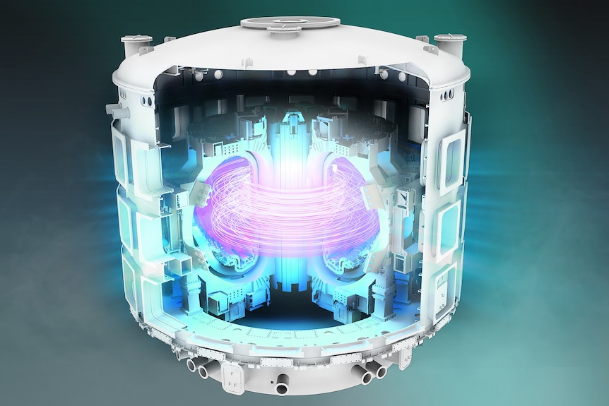 A digital illustration of a nuclear fusion device.