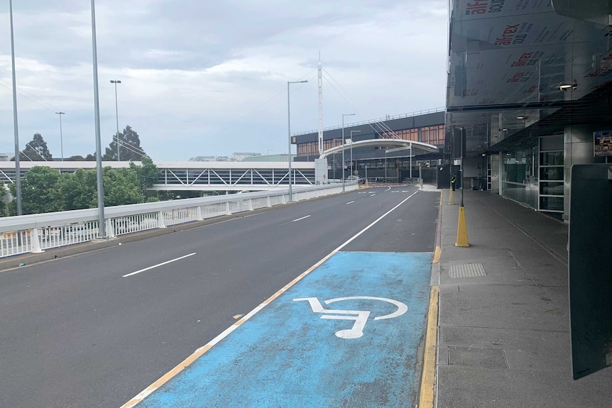 Empty road outside Melbourne Airport.