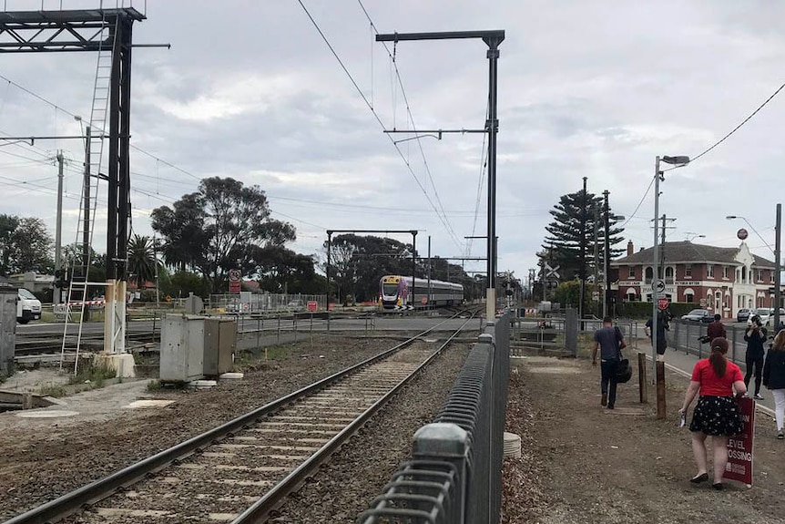 A level rail crossing at Pakenham, south-east of Melbourne.