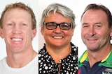 Composite image of three ACT Australian of the Year 2017 finalists - Alan Tongue, Katrina Fanning and Ricky Stuart.