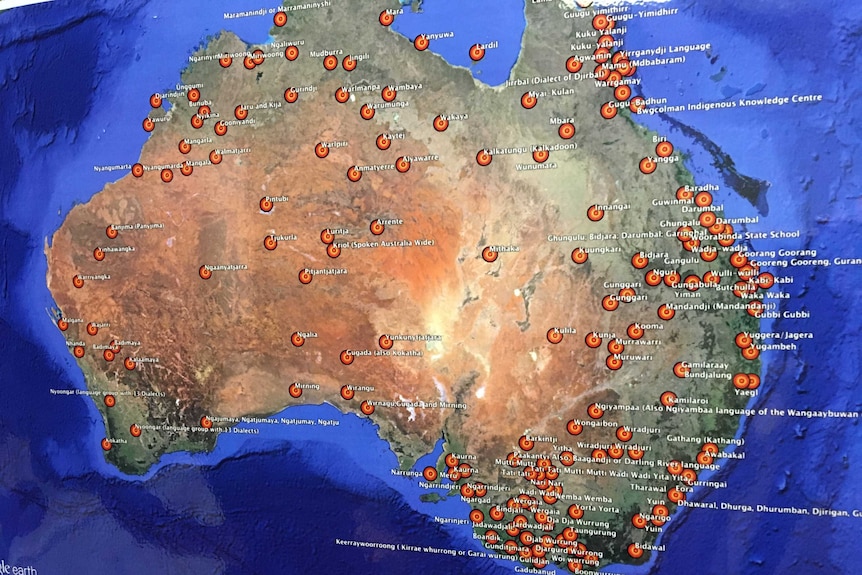 A map of Australia with location markers.