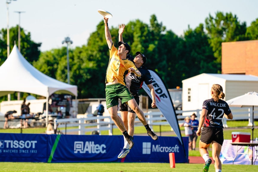 Australia and Germany compete during the 2022 World Games Flying Disc tournament in Birmingham, Alabama