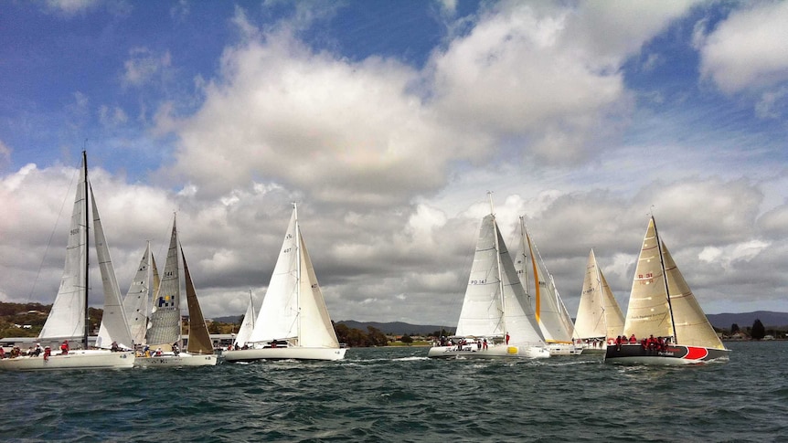 The fleet heads off in the 2012 Launceston to Hobart yacht race