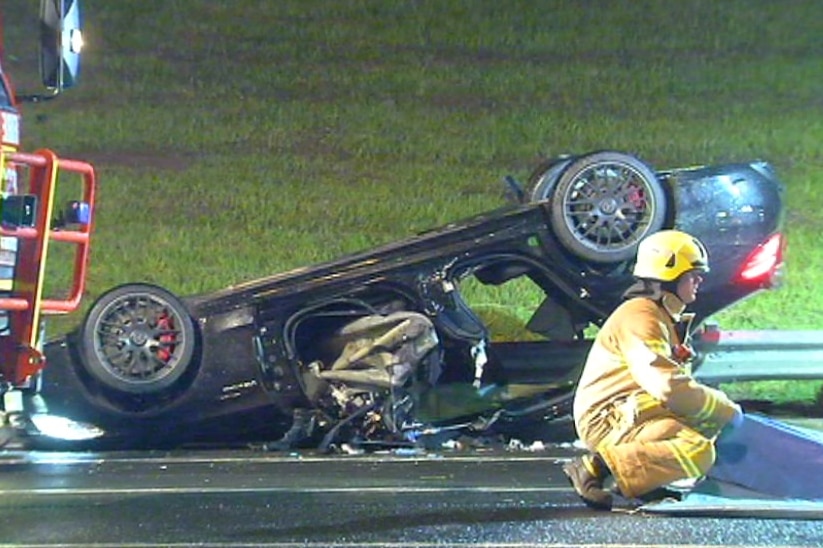 Car after serious crash on Melbourne's Western Ring Road