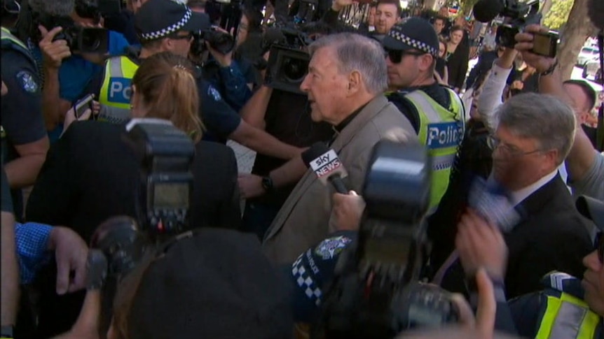 George Pell arrives at Melbourne court for plea hearing