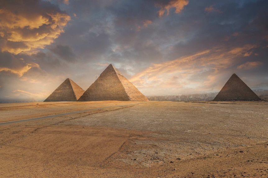 Pyramids in the desert.