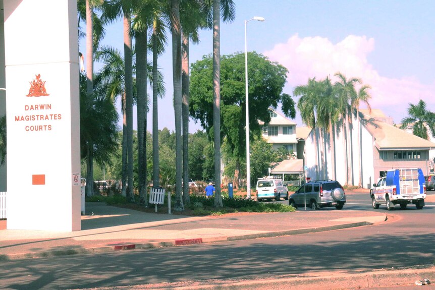 Police car outside Darwin Magistrates Court