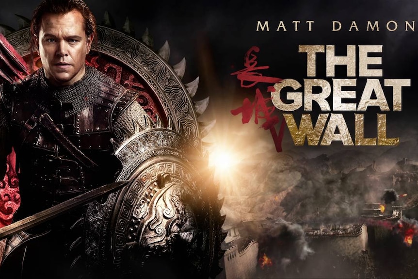 Movie poster for The Great Wall featuring Matt Damon dressed as a Chinese warrior.