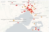 A map of Victoria's COVID-19 exposure sites for July 20, 2021.