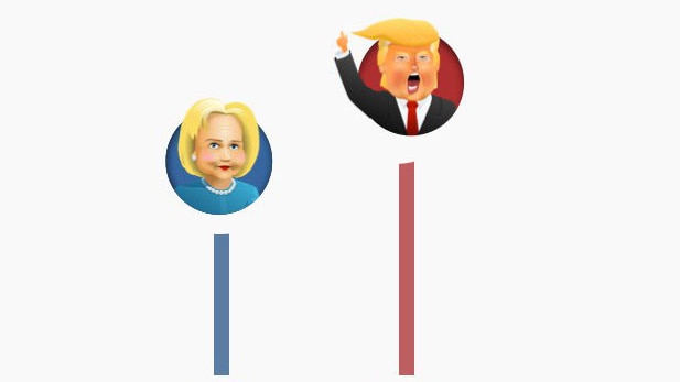 Illustration of Donald Trump and Hillary Clinton