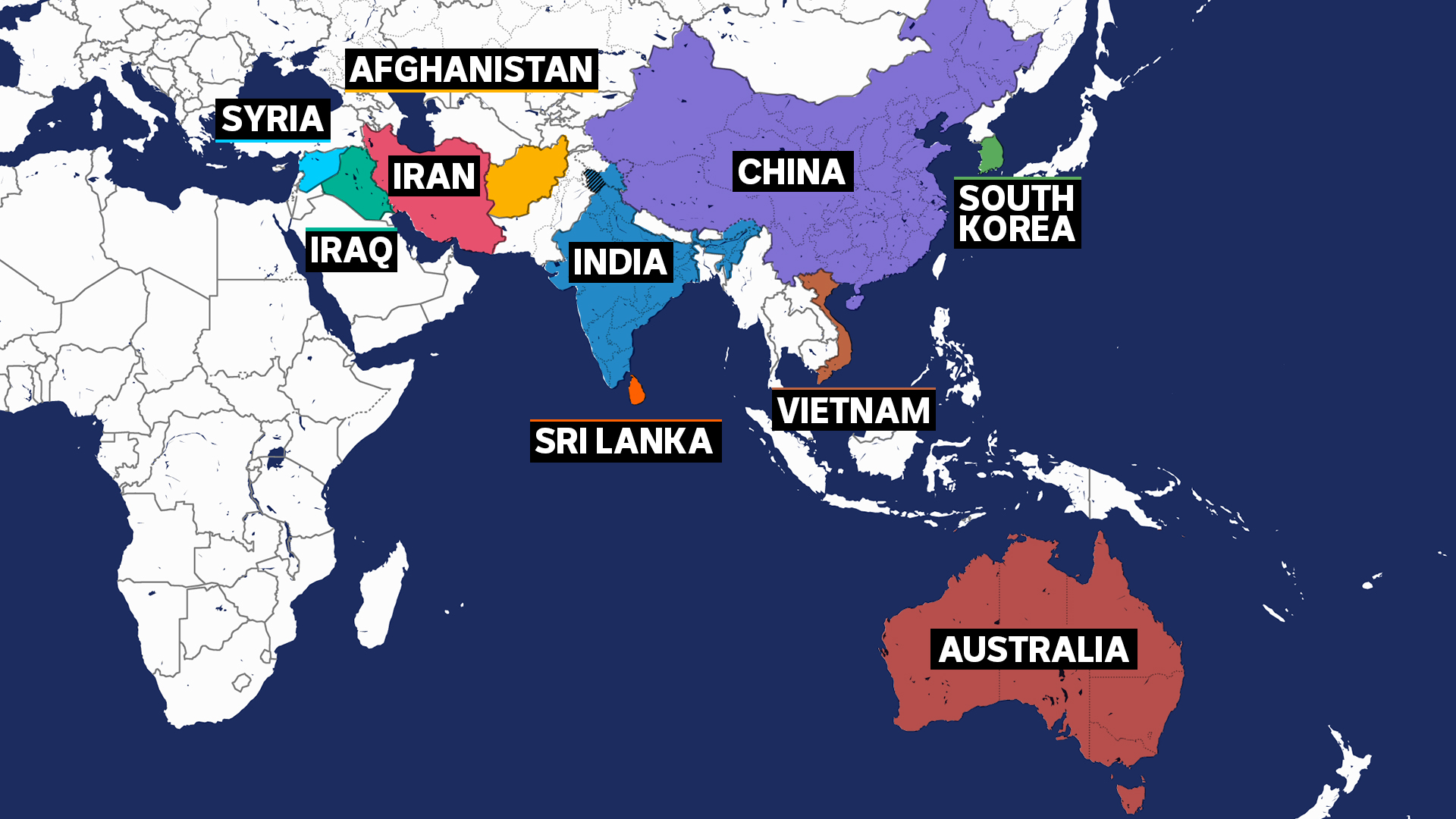 A map highlighting the top ten countries of birth for women who responded to the survey.