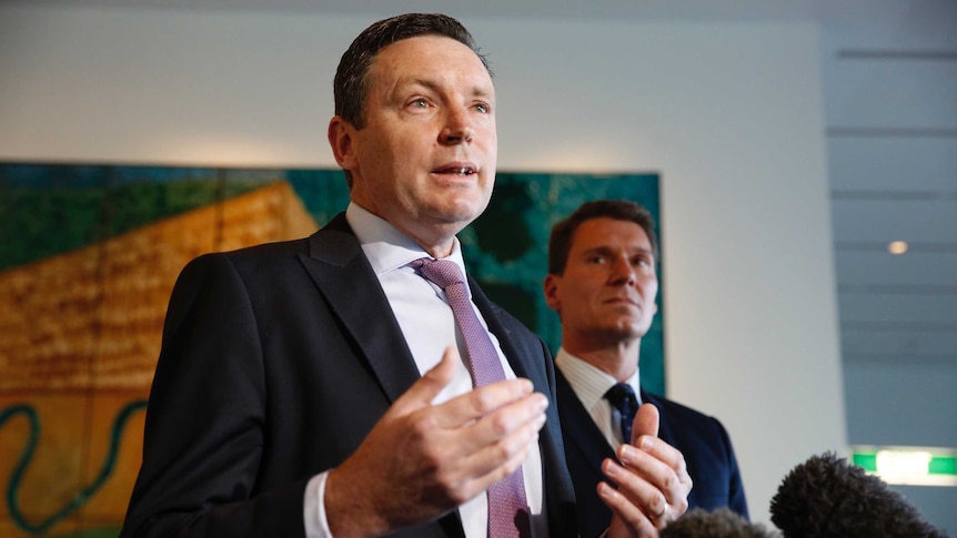 Lyle Shelton of Australian Christian Lobby addresses the media with Cory Bernardi