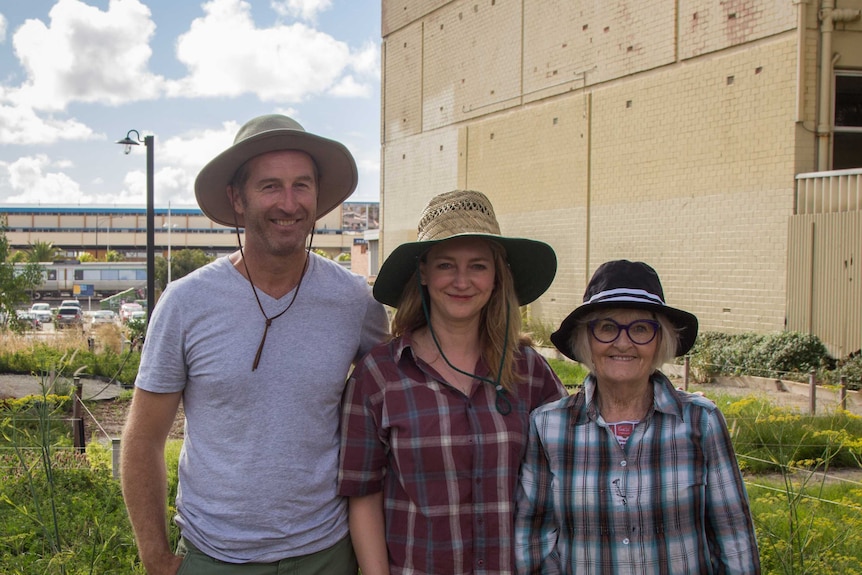 Chris Williams, Leah Gale and Pauline Miles in the Field of the unwanted.