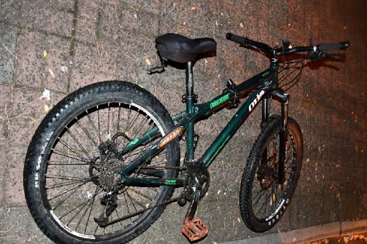 A green mountain bike.