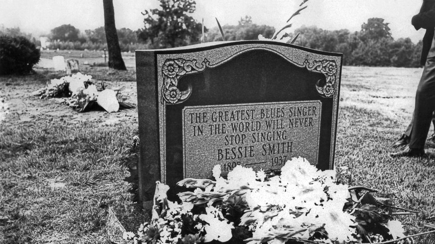 The grave of blues singer Bessie Smith at Mount Lawn Cemetery in Sharon Hill