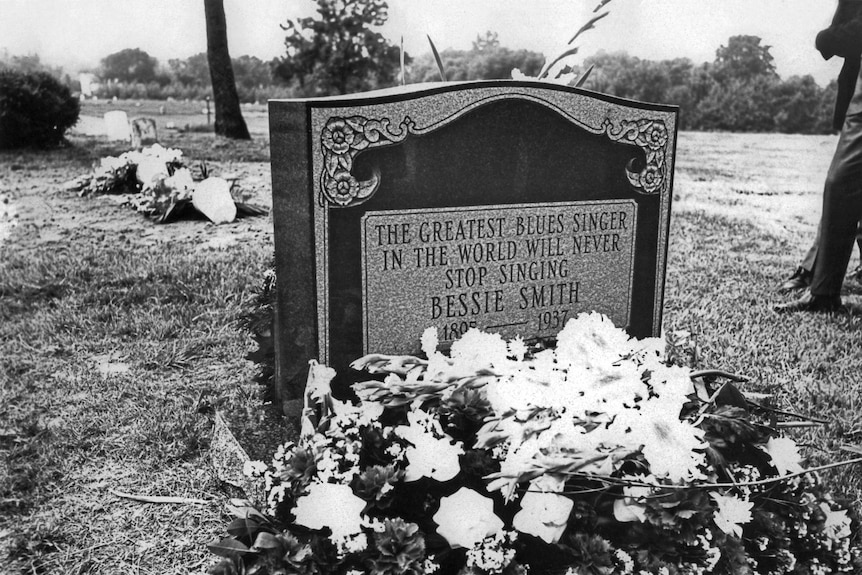 The grave of blues singer Bessie Smith at Mount Lawn Cemetery in Sharon Hill